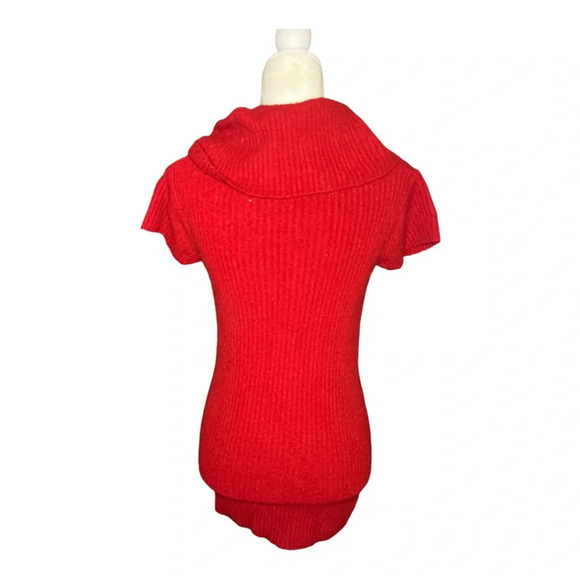 Red Knit Turtleneck Tunic Large Y2K - Picture 3 of 4